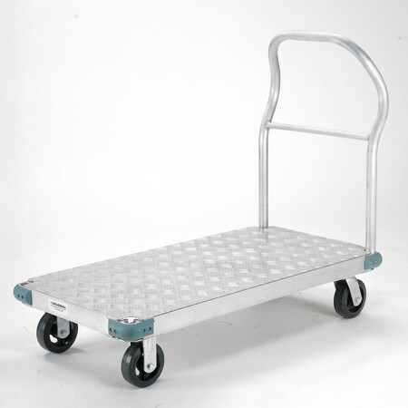 Global Industrial Platform Truck - Aluminum Diamond Deck, 60 x 30, 2000 Lb. Capacity, 6 Rubber Casters 232612
